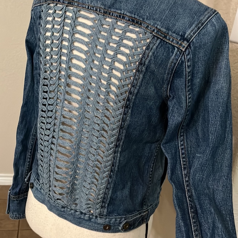Rag & bone blue denim with crochet jean jacket - Picture 10 of 17